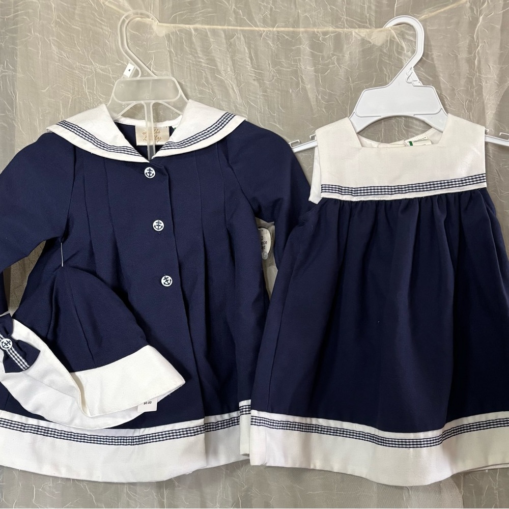 Navy and White Sailor Dress Set